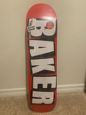 Bakers Red Skateboard Deck with Bold White Logo